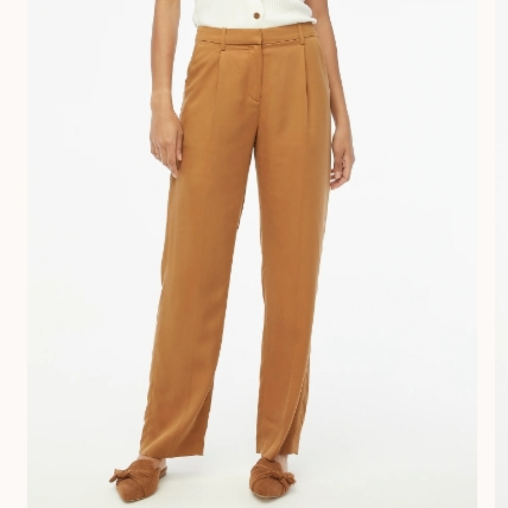 J. Crew Women's Twill Wide Leg Tan Pants